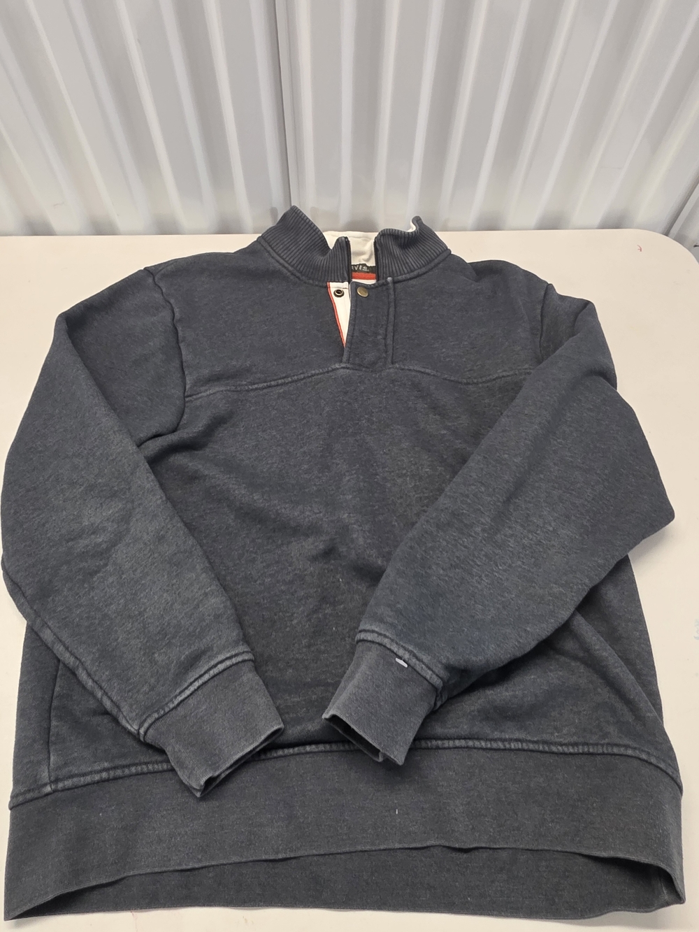 Orvis Quarter Zip/ Button Pullover Men's Size Large Gray/cream